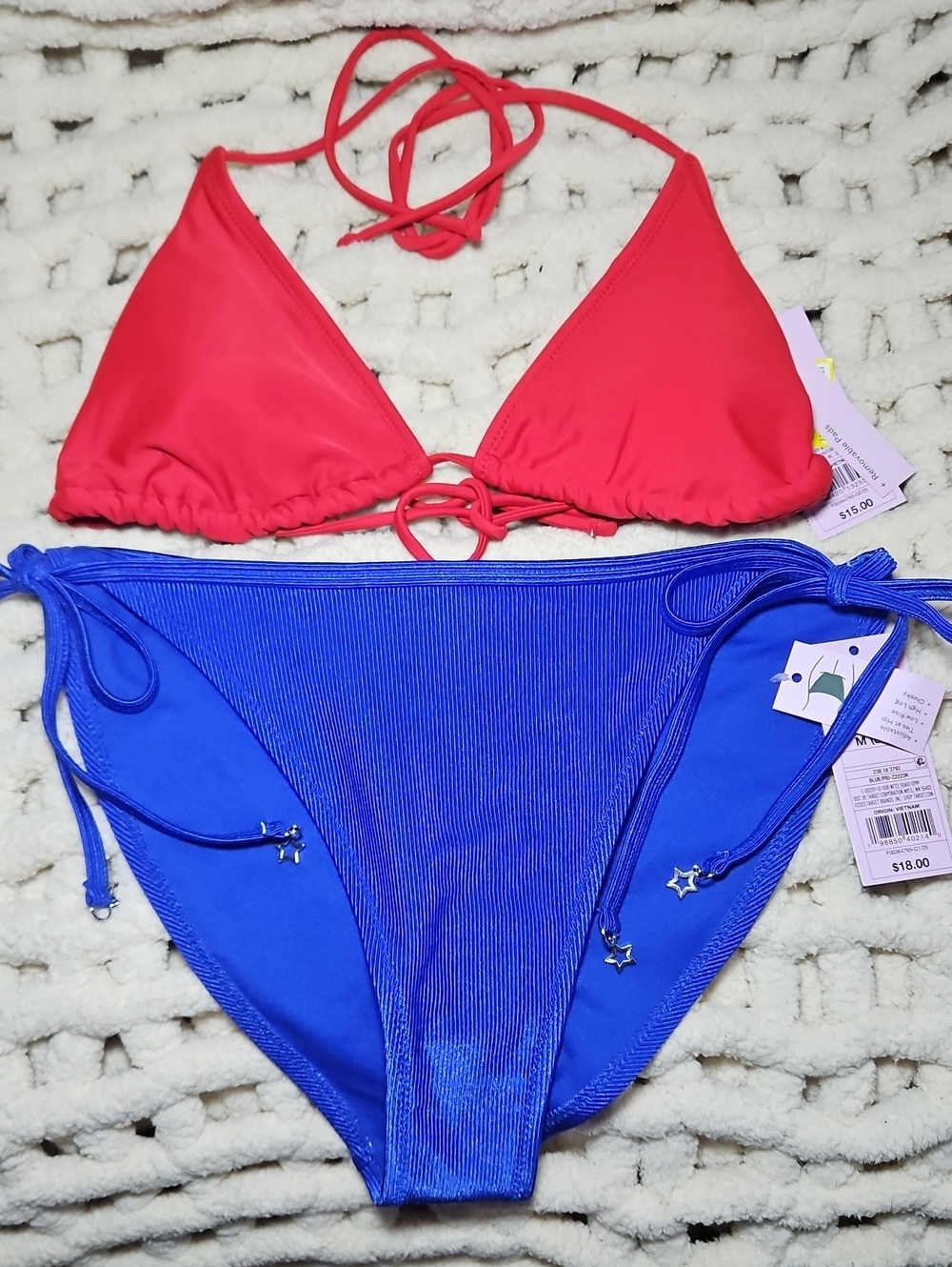 wild fable Red and Blue Bikini Swimsuit Set Medium New Women's Patriotic